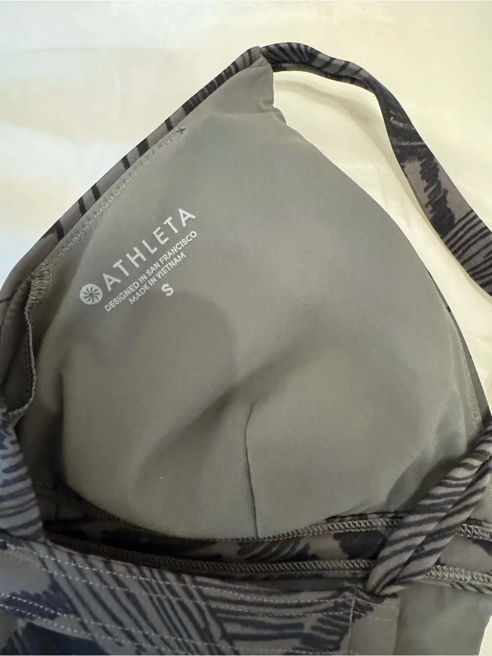 ATHLETA Gray Black Zuma One Piece Swim Surf Swimsuit Swimwear